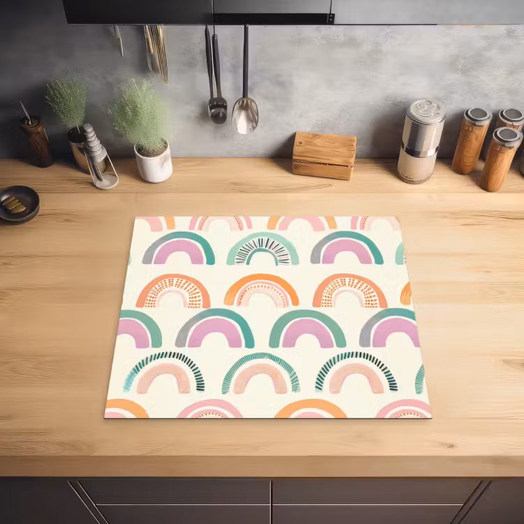 Regenboog - Pastel - Patroon Inductie beschermer vinyl 3mm middel -sfeer5