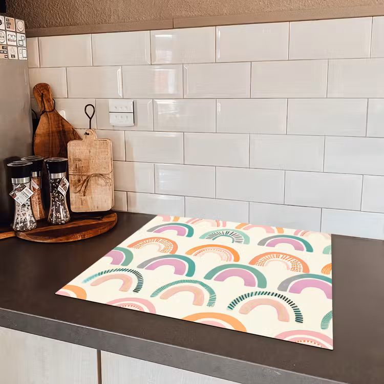 Regenboog - Pastel - Patroon Inductie beschermer vinyl 3mm middel -sfeer3