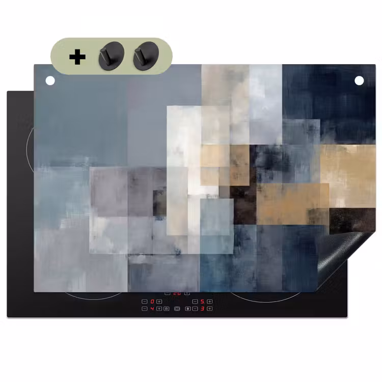Rechthoeken - Abstract - Blauw Inductie beschemer met haakjes klein -3d