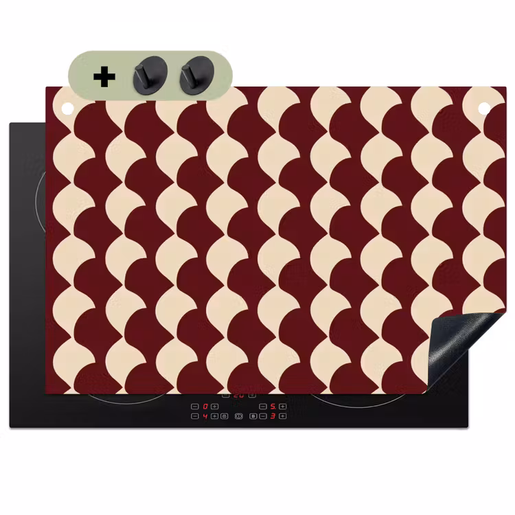 Rood - Tegelpatroon - Crème Inductie beschemer met haakjes klein 777 -3d