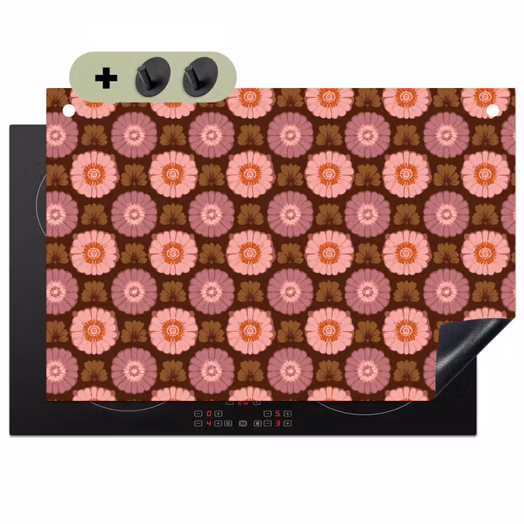 Retro - Madelief - Roze Inductie beschemer met haakjes klein 777 -3d