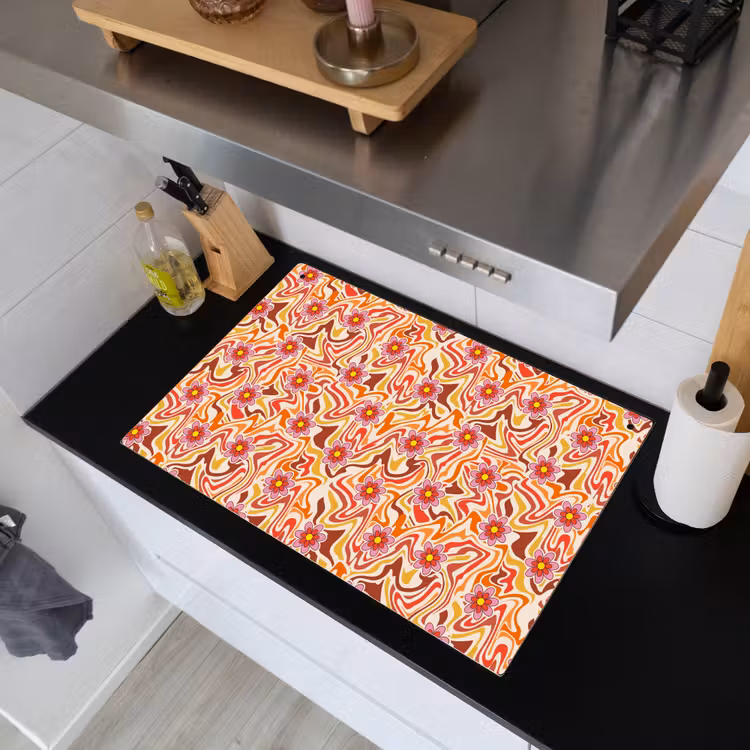 Retro - Bloemen - Patroon Inductie beschemer met haakjes klein 777 -sfeer1