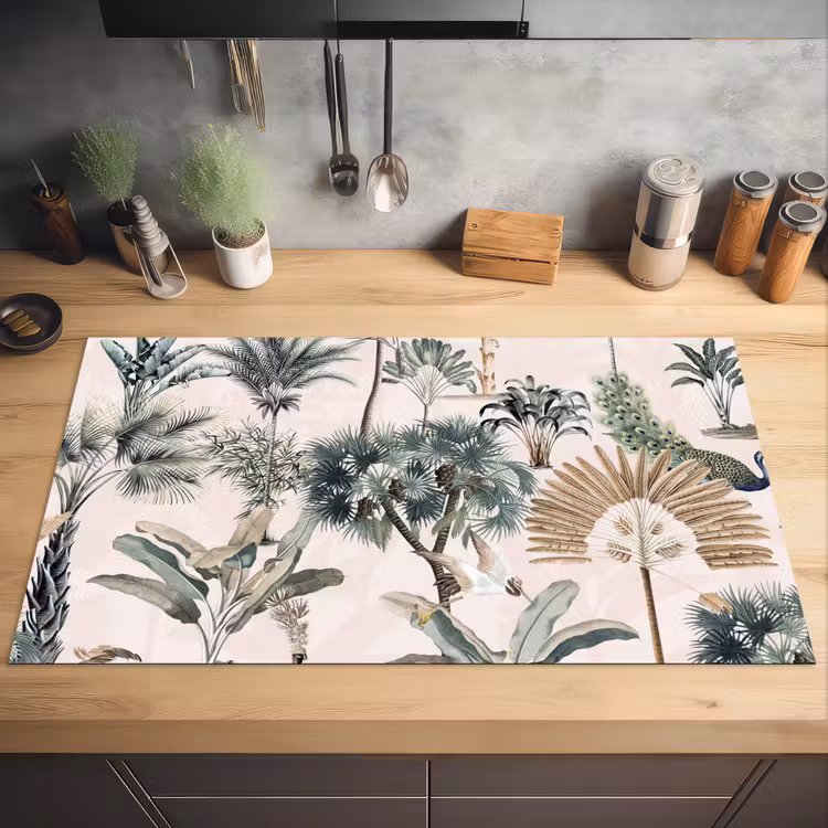 Retro - Jungle - Natuur - Dieren Inductie beschermer vinyl 3mm groot -sfeer5