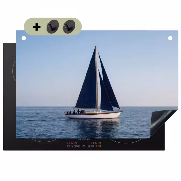 Zeilboot - Zee - Blauw Inductie beschemer met haakjes klein -3d