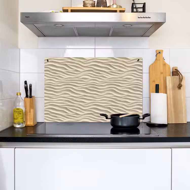 Zand - Golven - Beige Inductie beschemer met haakjes klein 777 -sfeer2