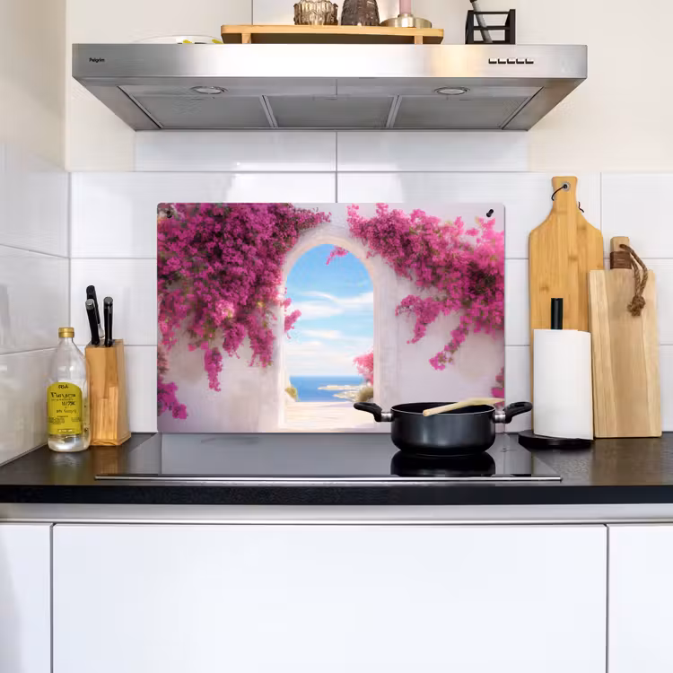 Zee - Roze - Bloemen - Poort Inductie beschemer met haakjes klein -sfeer2
