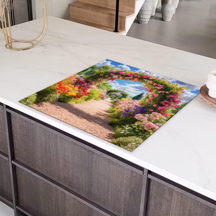 Doorkijk - Bloemen - Kleurrijk - Natuur Inductie beschermer vinyl 3mm middel -sfeer8