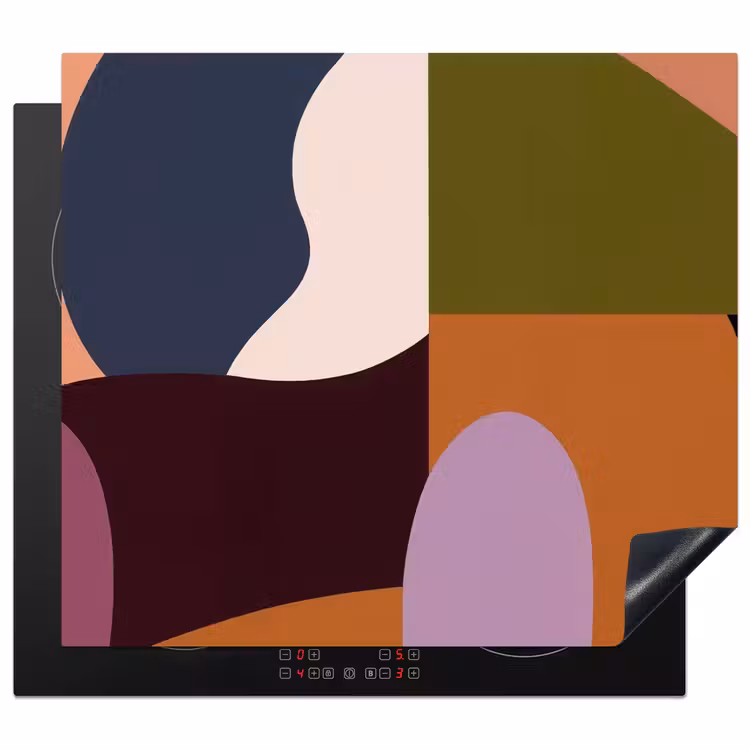 Vormen - Abstract - Kleuren - Vierkant Inductie beschermer vinyl 3mm middel -3d