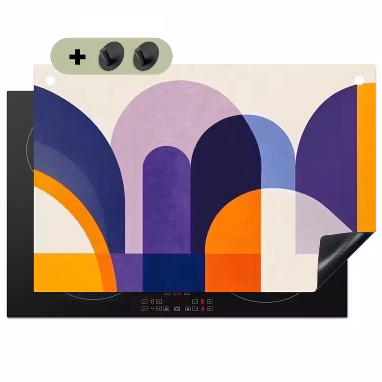 Vormen - Abstract - Grafisch - Oranje Inductie beschemer met haakjes klein -3d