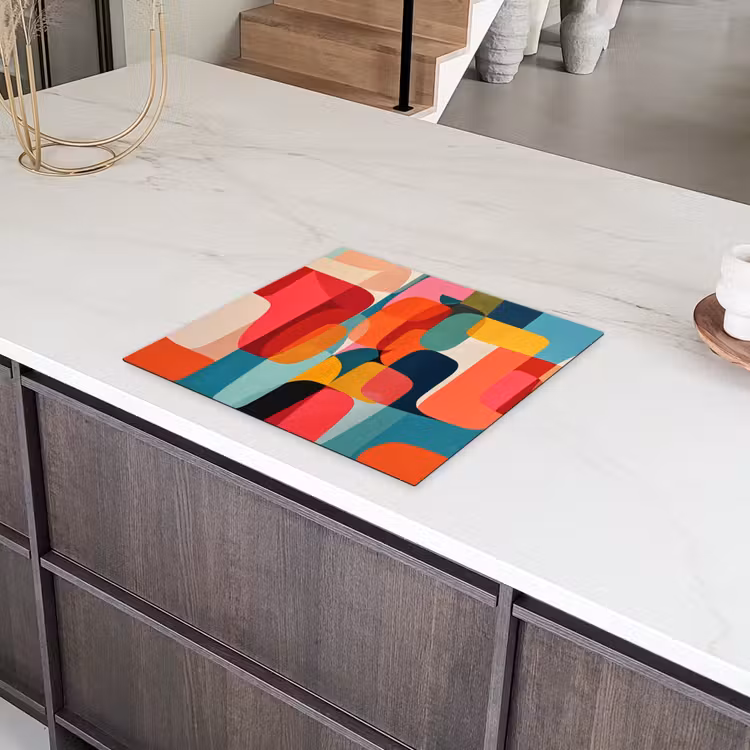 Vormen - Kleurrijk - Abstract - Vlakken Inductie beschermer vinyl 3mm middel -sfeer8