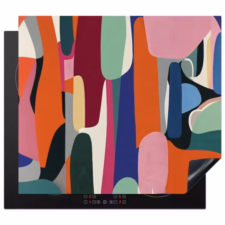 Vormen - Ritmisch - Kleuren - Abstract Inductie beschermer vinyl 3mm middel -3d