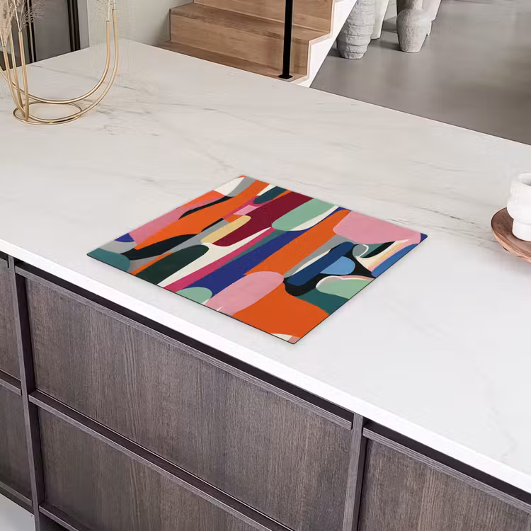 Vormen - Ritmisch - Kleuren - Abstract Inductie beschermer vinyl 3mm middel -sfeer8