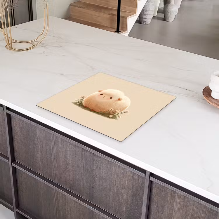 Schaap - Beige - Bloemen Inductie beschermer vinyl 3mm middel -sfeer8
