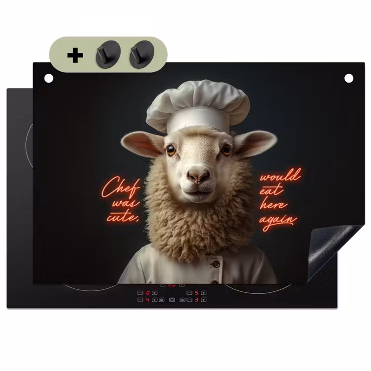 Schaap - Kokskleding - Neon - Quote Inductie beschemer met haakjes klein -3d