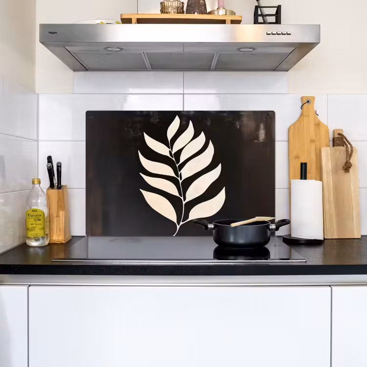 Blad - Wit - Minimalistisch Inductie beschemer met haakjes klein -sfeer2