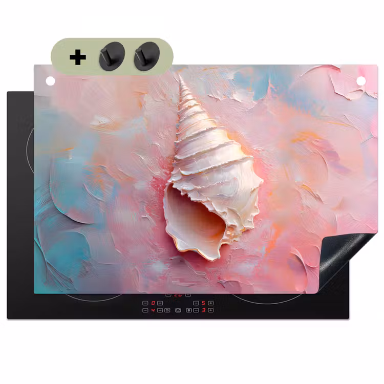 Schelp - Pastel - Pink Inductie beschemer met haakjes klein -3d