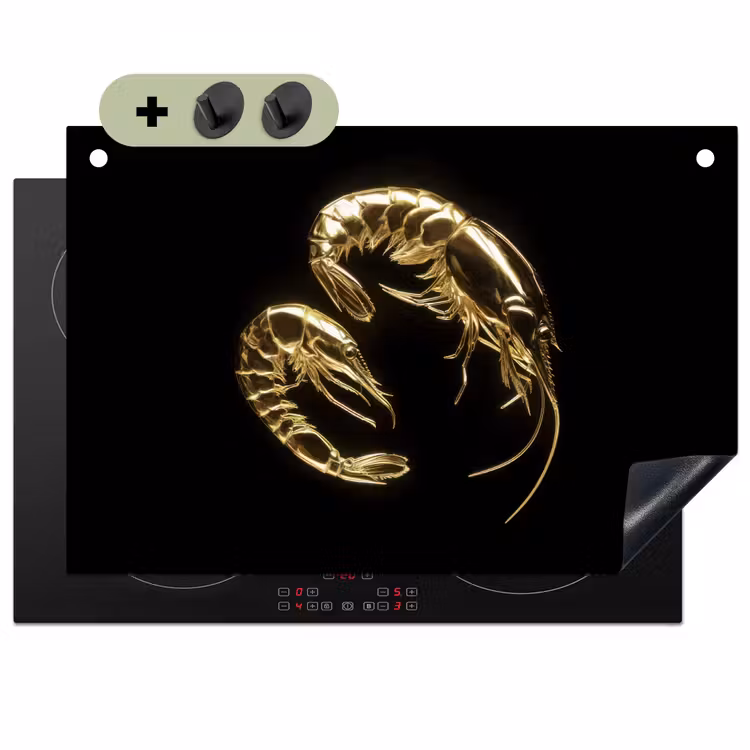 Garnalen - Zwart - Goud - Dieren Inductie beschemer met haakjes klein -3d