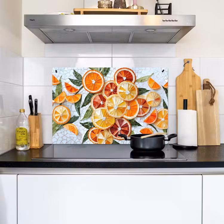 Schijfjes - Fruit - Oranje - Mozaïek Inductie beschemer met haakjes klein -sfeer2