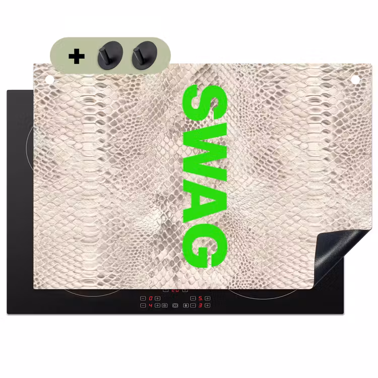 Slangenprint - SWAG - Neon - Groen Inductie beschemer met haakjes klein -3d