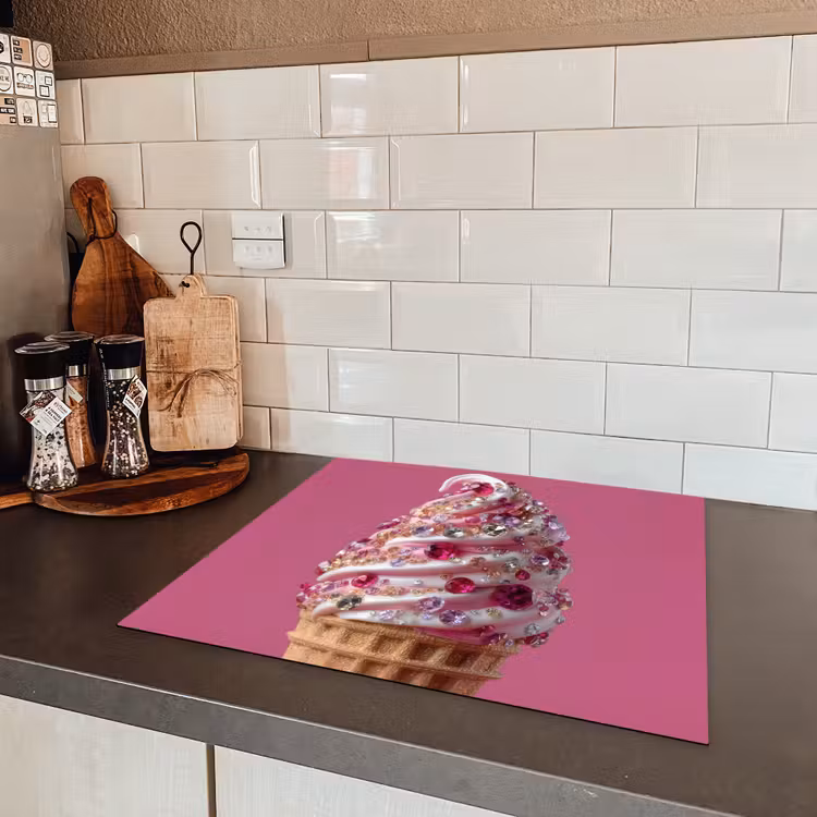 Softijs - Edelstenen - Roze - Hoorntje Inductie beschermer vinyl 3mm middel -sfeer3