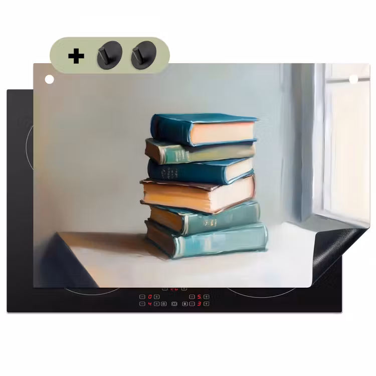 Stapel - Boeken - Groen - Daglicht Inductie beschemer met haakjes klein -3d