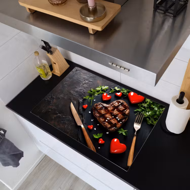 Steak - Hart - Bestek Inductie beschemer met haakjes klein -sfeer1