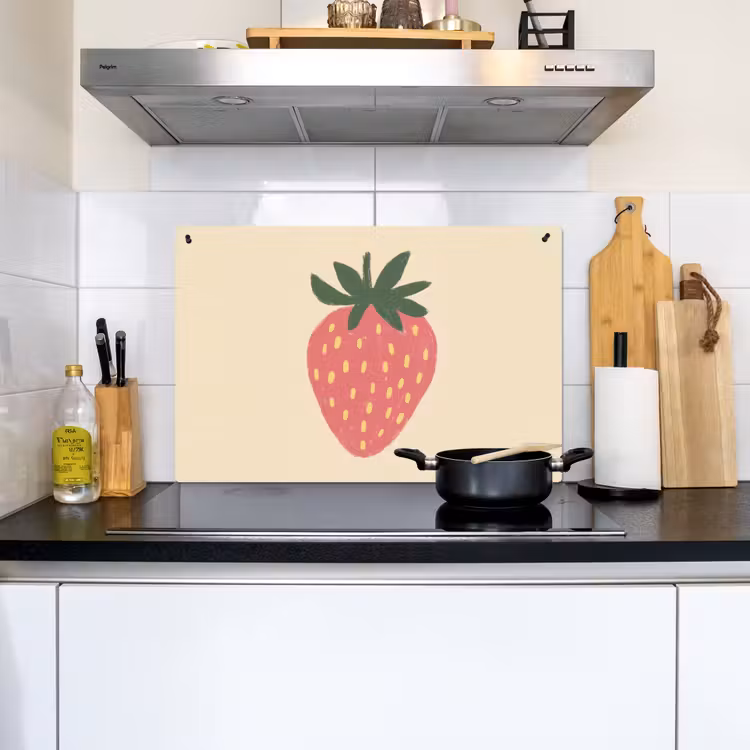 Aardbei - Minimalistisch - Rood - Fruit Inductie beschemer met haakjes klein -sfeer2