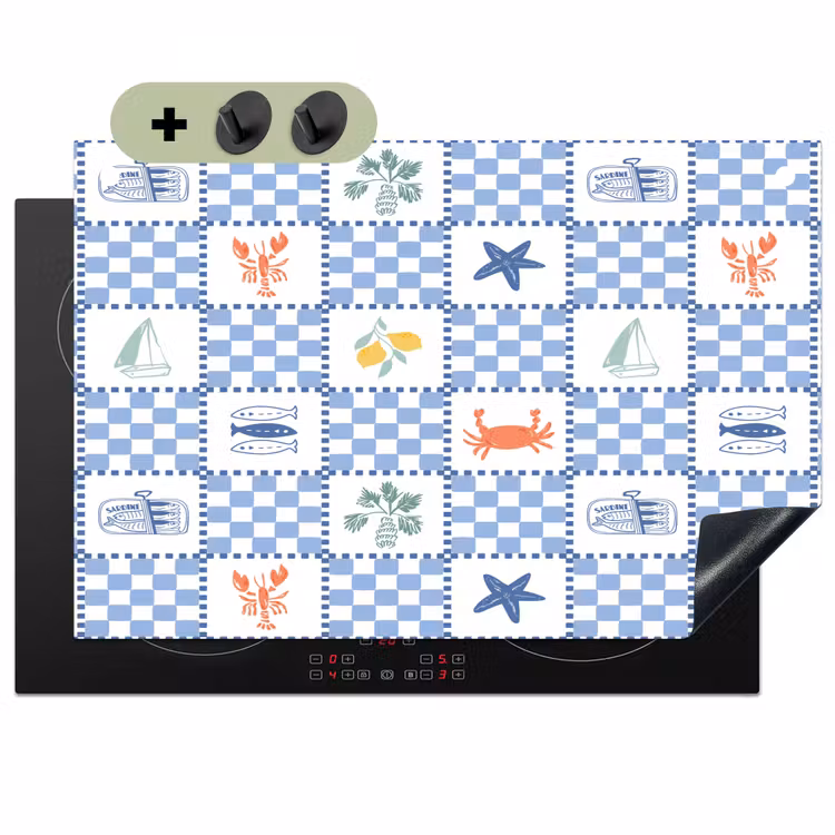 Zee - Sfeer- Mozaïek - Blauw Inductie beschemer met haakjes klein 777 -3d