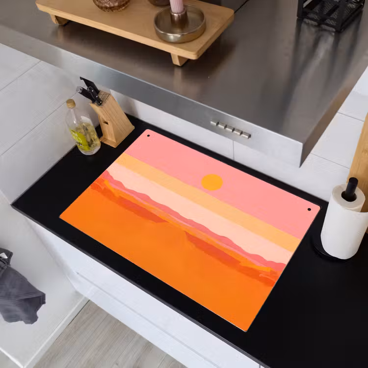Zon - Abstract - Landschap - Oranje Inductie beschemer met haakjes klein -sfeer1