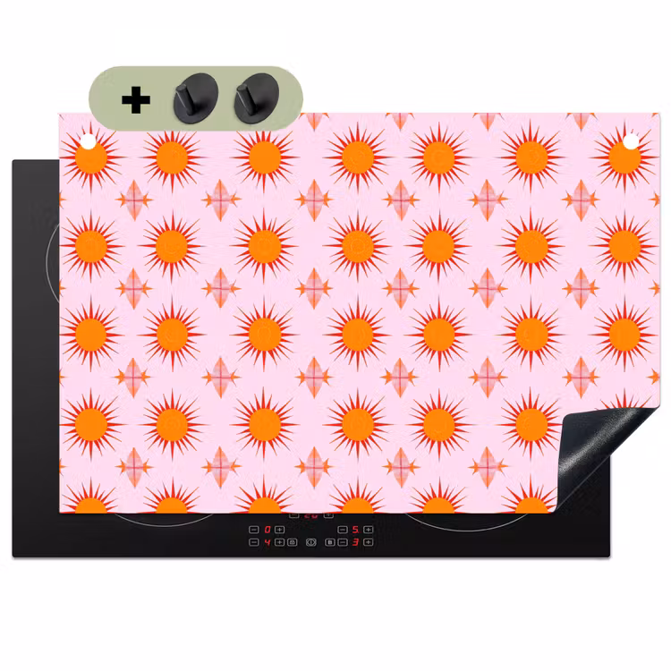 Zon - Patroon - Roze Inductie beschemer met haakjes klein 777 -3d