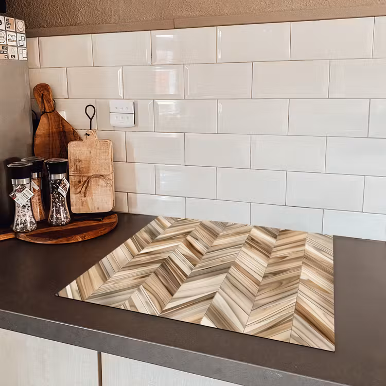 Zonnestraal in Hout Inductie beschermer vinyl 3mm middel -sfeer3
