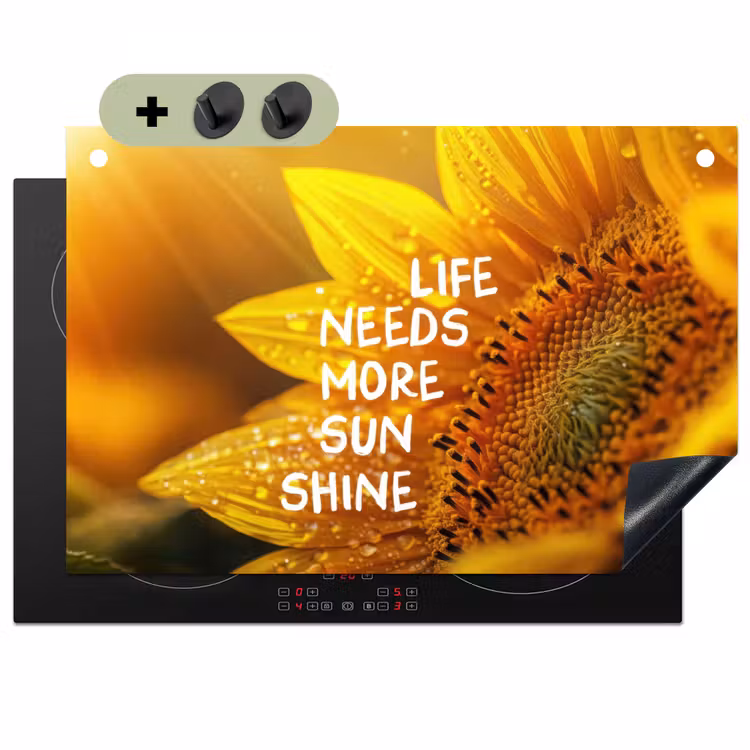 Zonnebloem - Close up - Geel - Quote Inductie beschemer met haakjes klein -3d