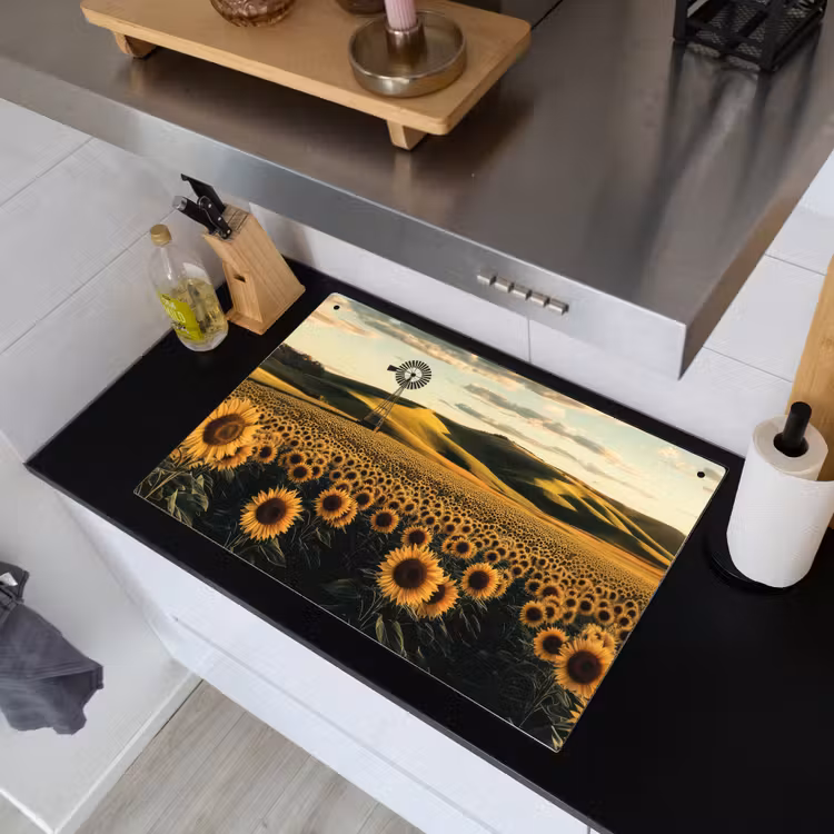 Zonnebloem - Veld - Windmolen Inductie beschemer met haakjes klein -sfeer1