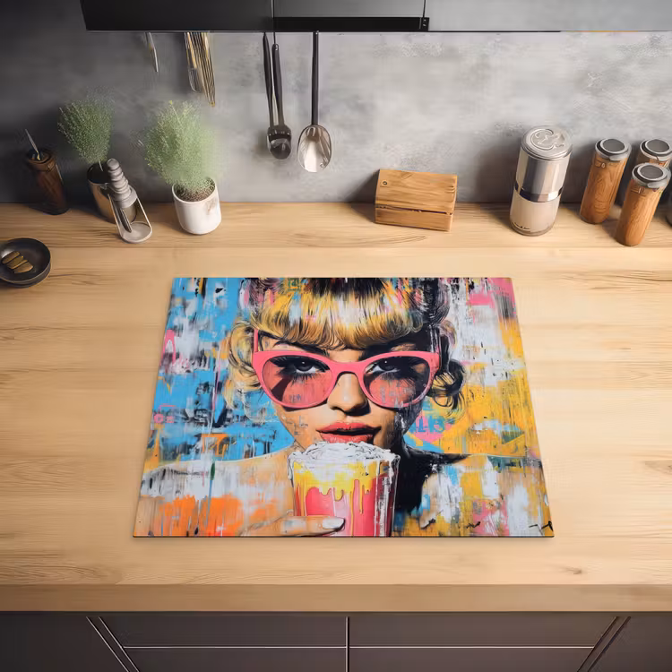 Zonnebril - Vrouw - Kleurrijk - Verfspetters Inductie beschermer vinyl 3mm middel -sfeer5