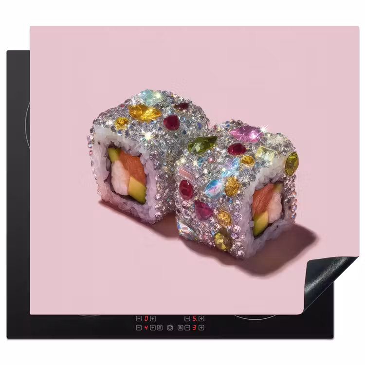 Sushi - Rolletjes - Steentjes - Kleurrijk Inductie beschermer vinyl 3mm middel -3d