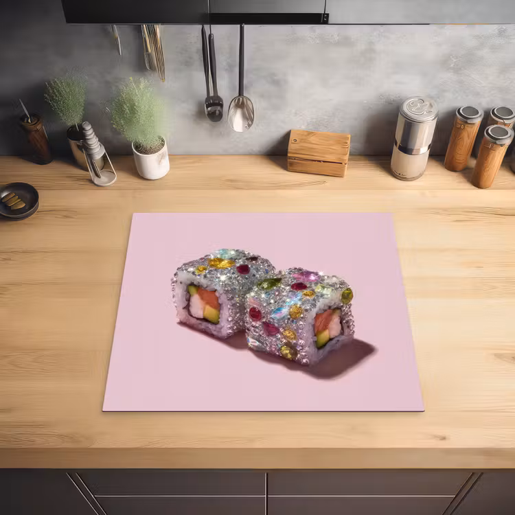 Sushi - Rolletjes - Steentjes - Kleurrijk Inductie beschermer vinyl 3mm middel -sfeer5