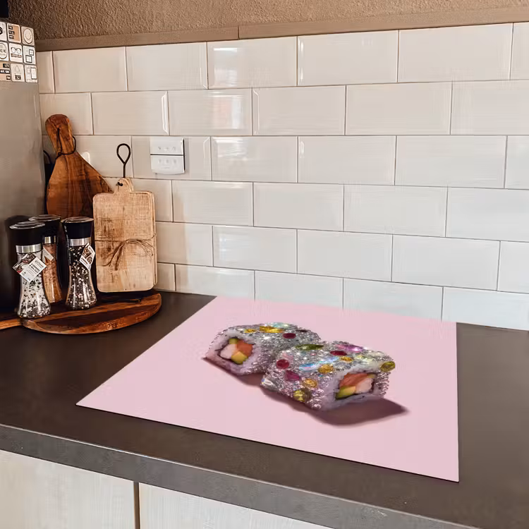 Sushi - Rolletjes - Steentjes - Kleurrijk Inductie beschermer vinyl 3mm middel -sfeer3