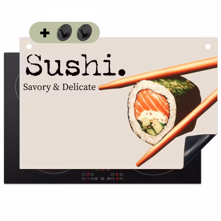 Sushi - Zalm - Rijst - Japans Inductie beschemer met haakjes klein -3d