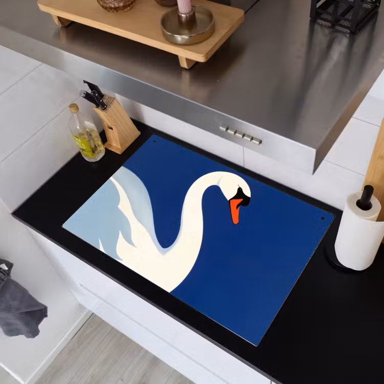 Zwaan - Wit - Snavel - Illustratie Inductie beschemer met haakjes klein -sfeer1