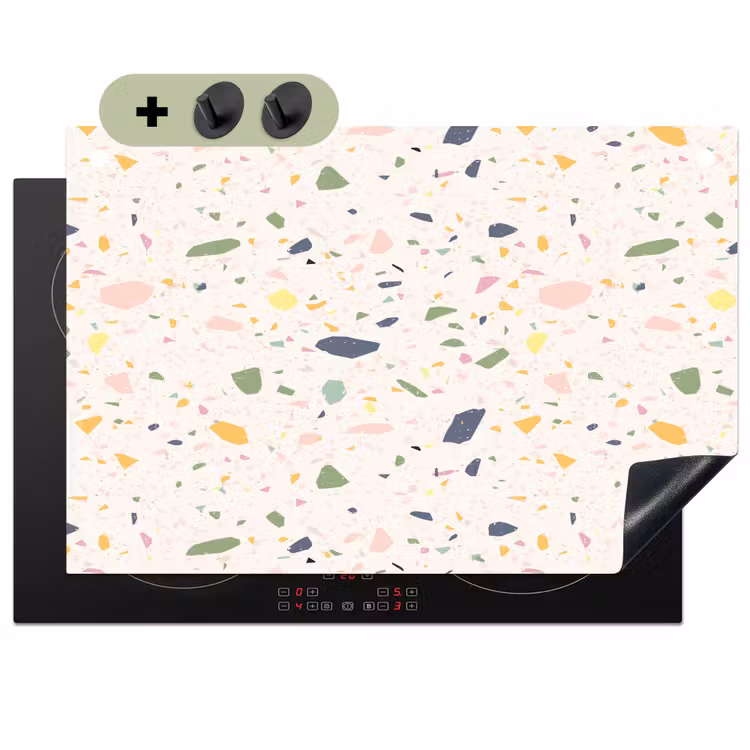 Terrazzo - Patroon - Kleurrijk  - Festival Inductie beschemer met haakjes klein 777 -3d