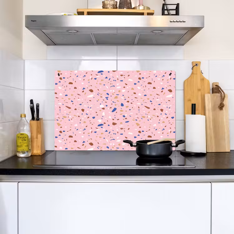 Terrazzo - Patroon - Kleurrijk - Roze Inductie beschemer met haakjes klein 777 -sfeer2
