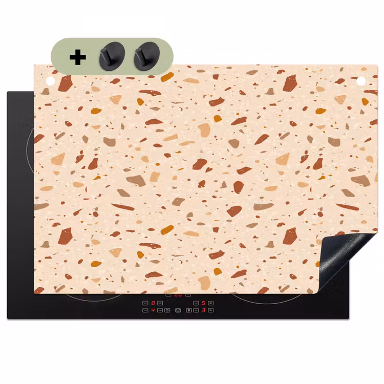 Terrazzo - Patroon - Kleurrijk - Steen Inductie beschemer met haakjes klein 777 -3d