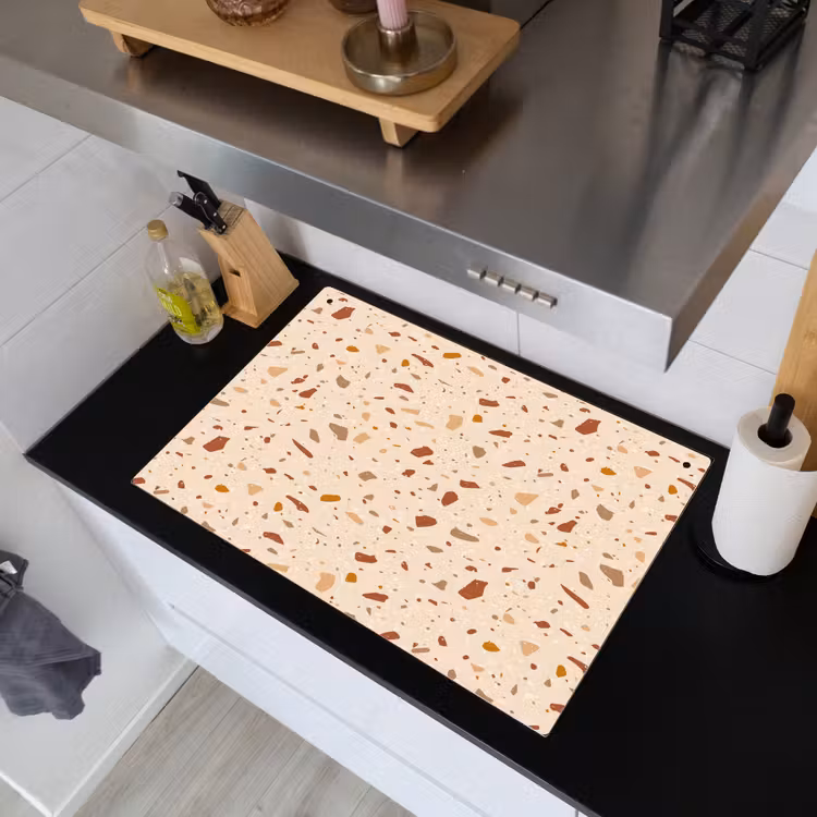 Terrazzo - Patroon - Kleurrijk - Steen Inductie beschemer met haakjes klein 777 -sfeer1