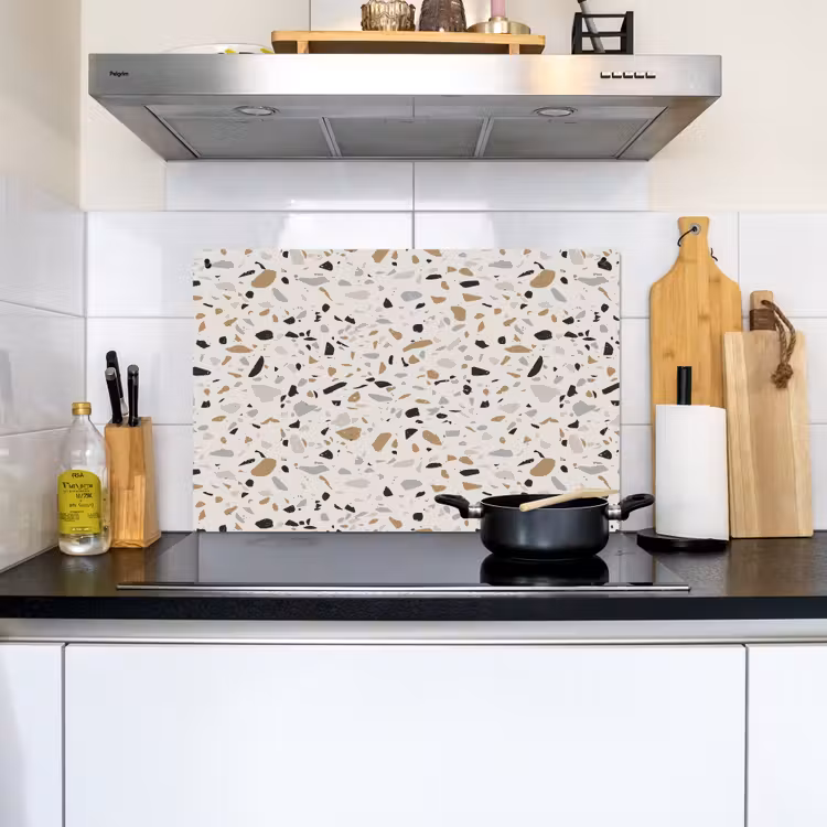 Terrazzo - Patroon - Staal Inductie beschemer met haakjes klein 777 -sfeer2
