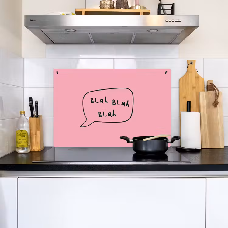 Tekstwolkje - BLAH BLAH BLAH - Roze Inductie beschemer met haakjes klein -sfeer2