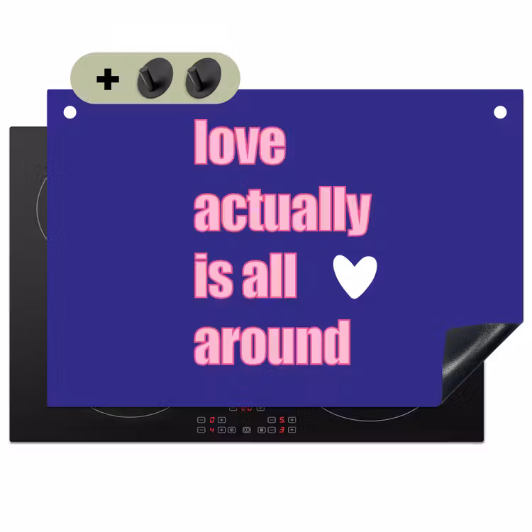 Tekst - Valentijn - Love - Blauw Inductie beschemer met haakjes klein -3d