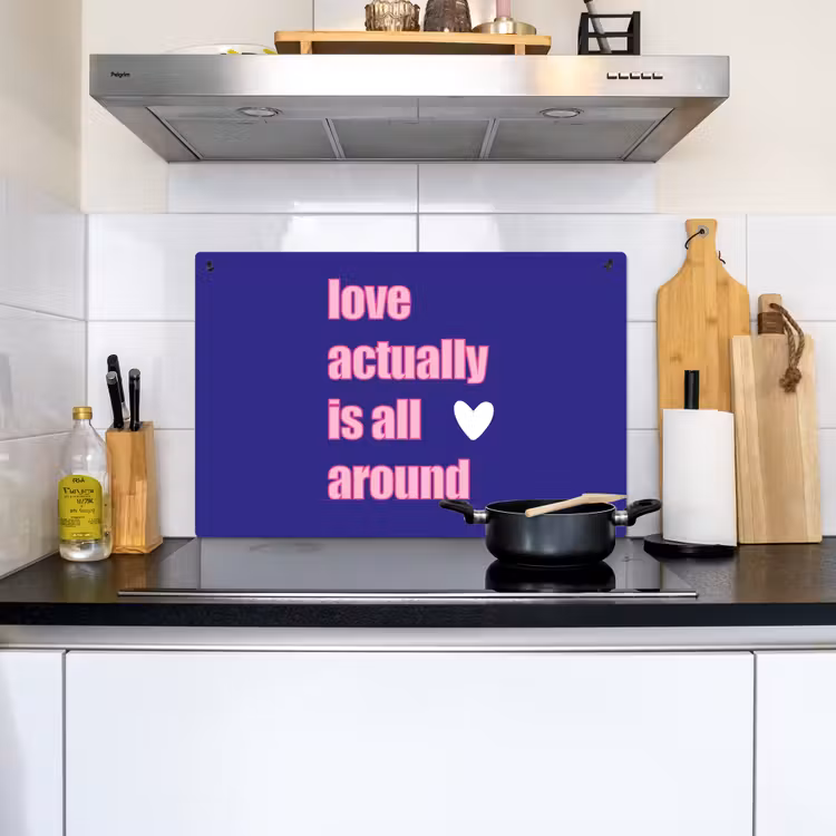 Tekst - Valentijn - Love - Blauw Inductie beschemer met haakjes klein -sfeer2