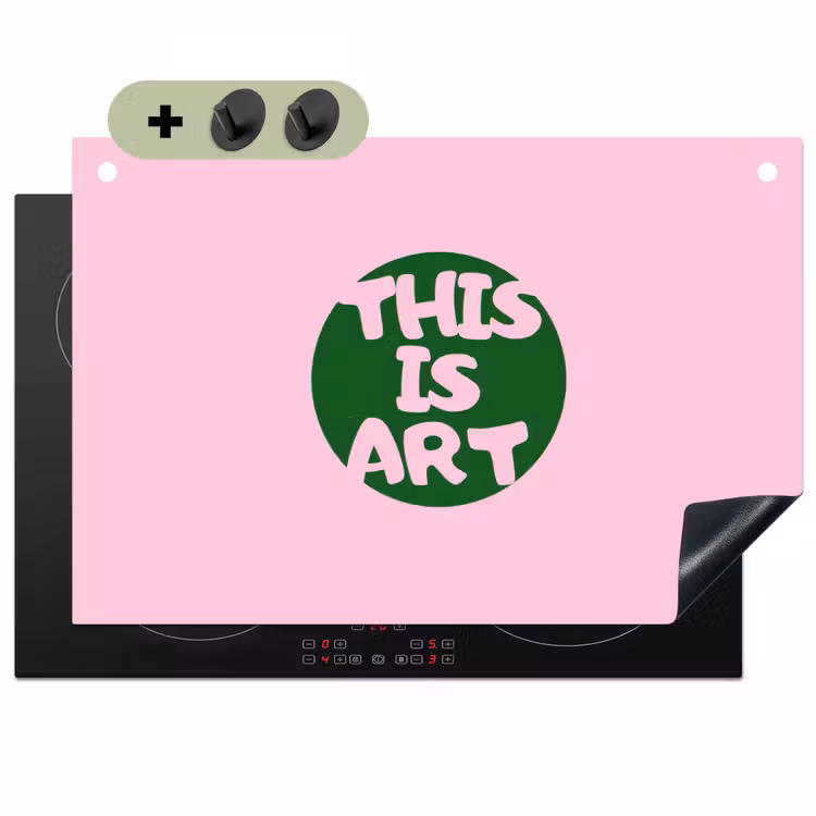 This is art - Tekst - Cirkel - Groen Inductie beschemer met haakjes klein -3d