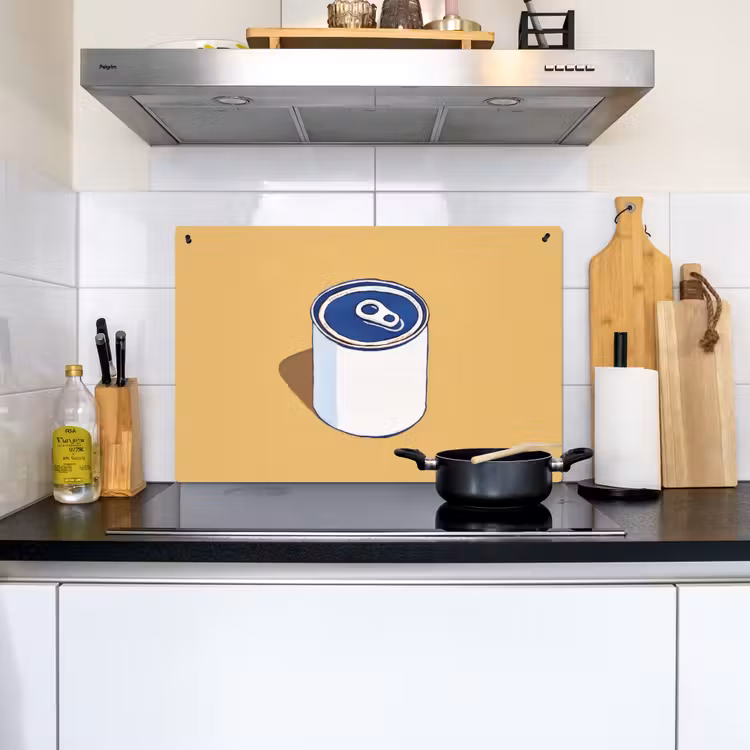 Blikje - Minimalistisch - Blauw - Illustratie Inductie beschemer met haakjes klein -sfeer2