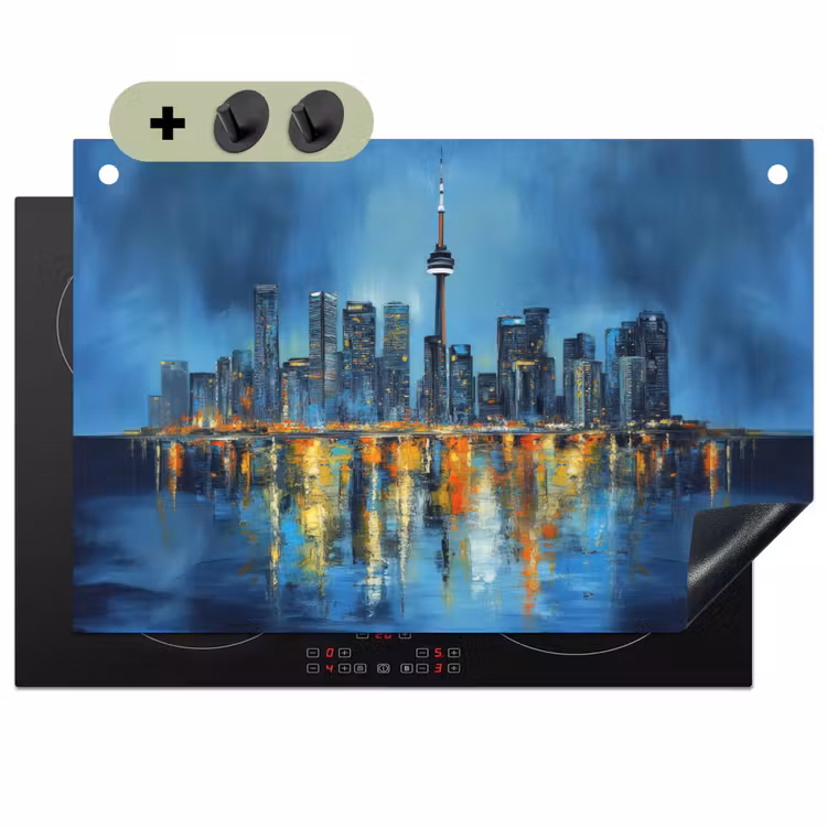 Skyline Toronto - Water - Stadslichten - Toren Inductie beschemer met haakjes klein -3d